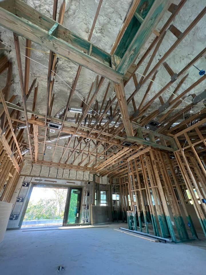 Spray-foamed ceiling, beams and ductwork | framing work in Port Charlotte, FL by Sosnin Builders