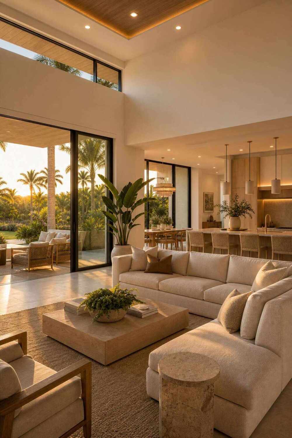 Open-concept great room interior remodel