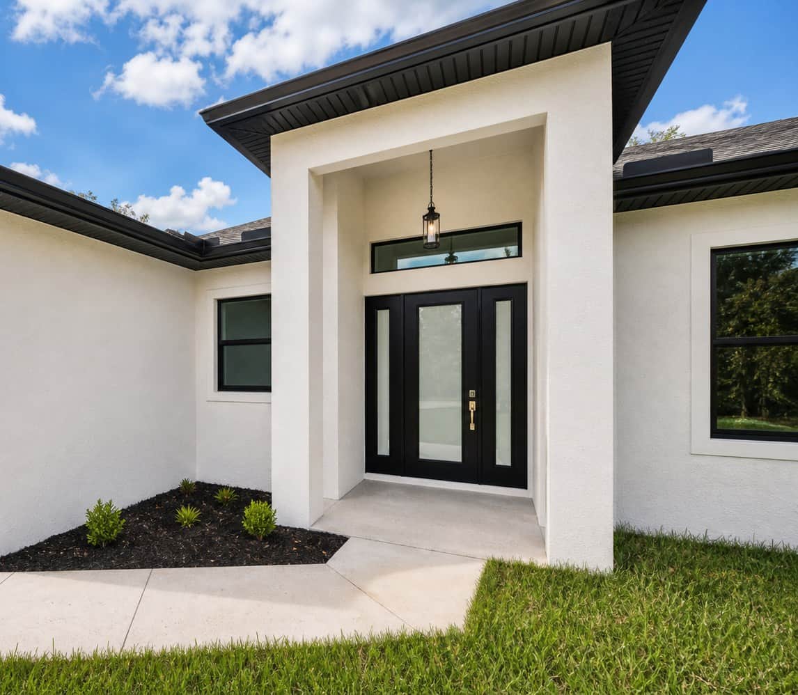 Front entry of a custom home built by Sosnin Builders