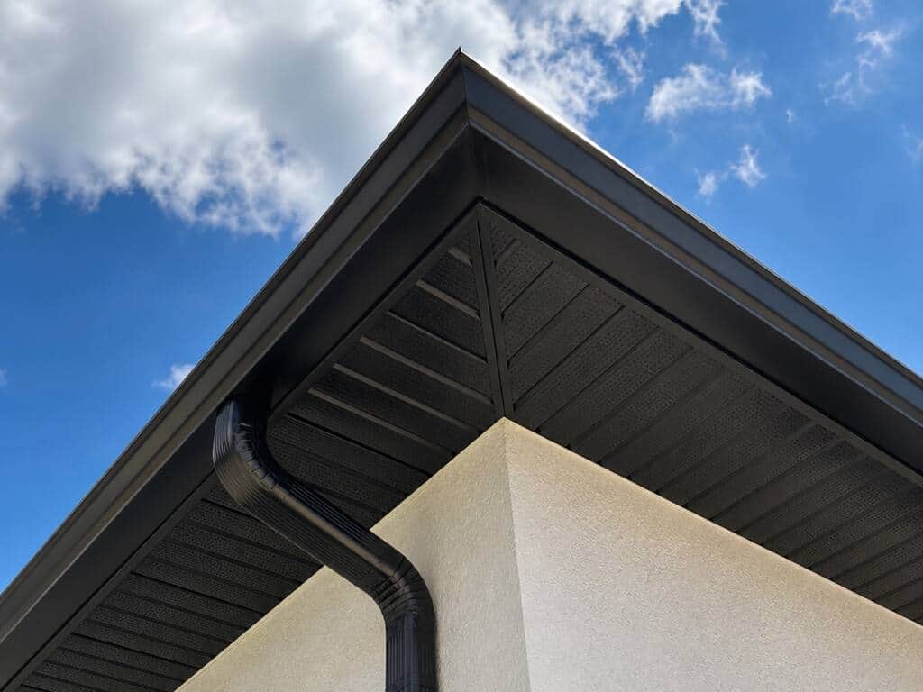 Roofline and gutter craftsmanship detail by Sosnin Builders
