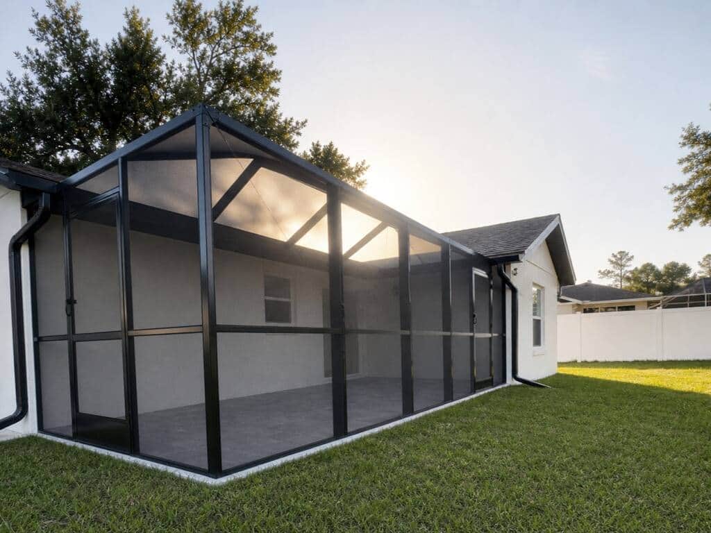 Backyard screen enclosure and exterior