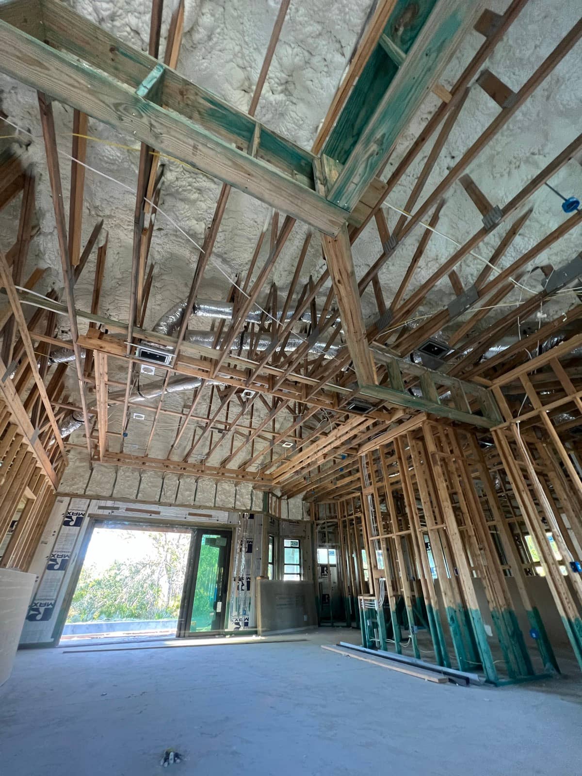 Spray-foamed ceiling, beams and ductwork | framing work in Port Charlotte, FL by Sosnin Builders
