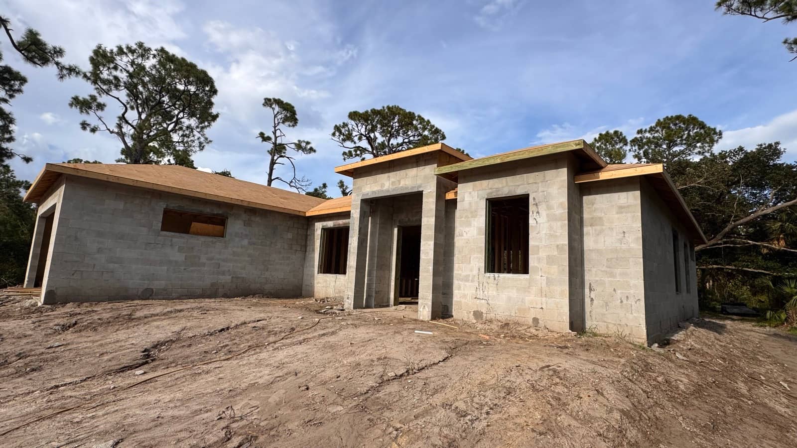 Block shell with fascia framing complete | framing work in Port Charlotte, FL by Sosnin Builders